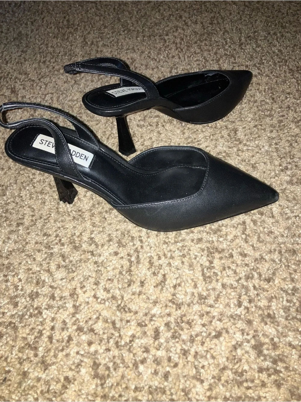 Steve Madden Black Pointed Slingback Heels